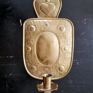 Vintage Swedish Punched Tin Candlestick Holder